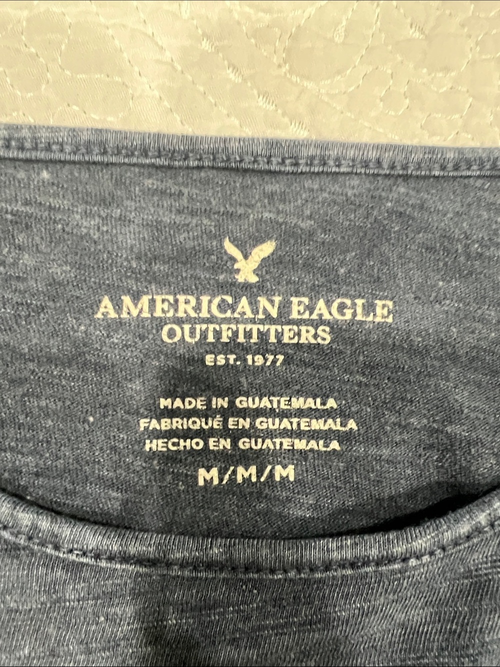 American Eagle Outfitters Navy Short Sleeve Tee with Hem Detail - Picture 2 of 3